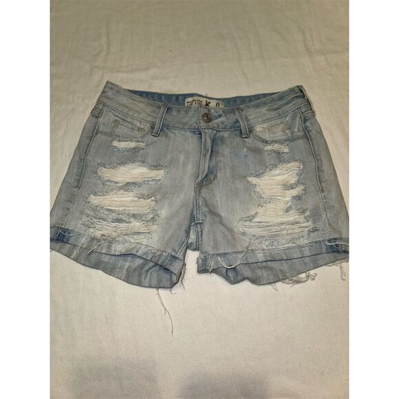Abercrombie & Fitch  Low Rise Distressed Jean Shorts Size 0 Blue Casual Summer - Picture 1 of 5